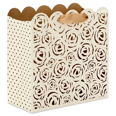 10.4" Cream Roses Laser-Cut Large Square Gift Bag With Tissue Paper for only USD 9.99 | Hallmark
