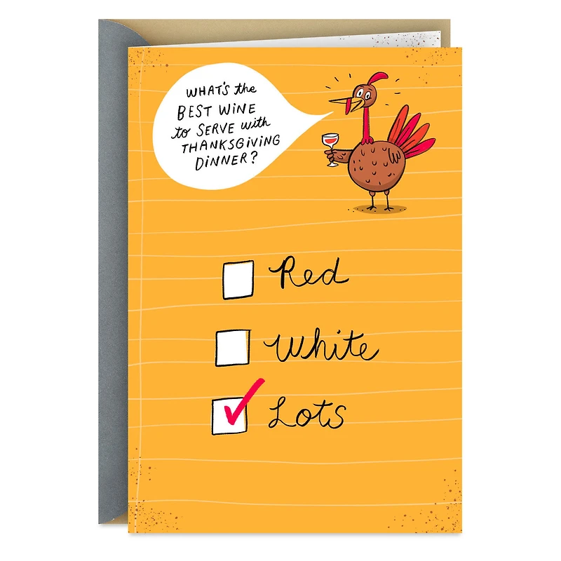 Lots of Fun and Wine Funny Thanksgiving Card for only USD 3.69 | Hallmark