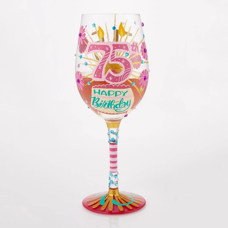 Lolita Happy 75th Birthday Handpainted Wine Glass, 15 oz. for only USD 34.99 | Hallmark