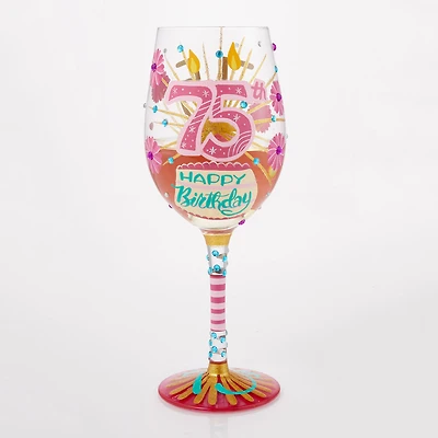 Lolita Happy 75th Birthday Handpainted Wine Glass, 15 oz. for only USD 34.99 | Hallmark