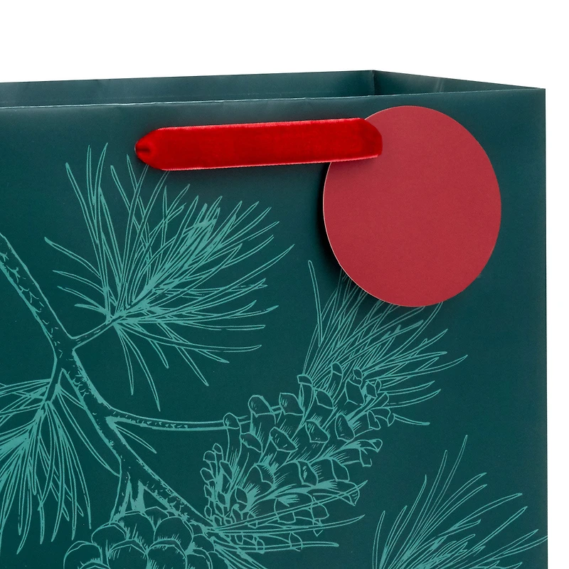 13" Embossed Pine Branch on Forest Green Large Holiday Gift Bag for only USD 4.99 | Hallmark