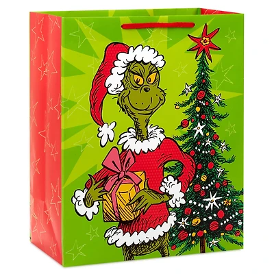 13" Dr. Seuss's How the Grinch Stole Christmas!™ Grinch With Present Large Christmas Gift Bag for only USD 4.49 | Hallmark