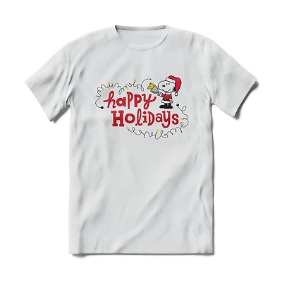 Brief Insanity Peanuts Snoopy and Woodstock Happy Holidays White T-Shirt for only USD 27.99 | Hallmark