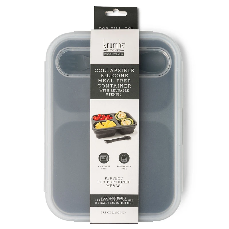 Krumbs Kitchen Gray Collapsible Silicone Meal Prep Container for only USD 18.99 | Hallmark