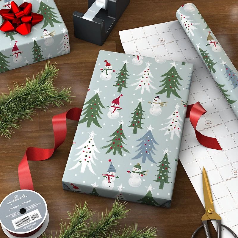Snowmen and Christmas Trees Jumbo Wrapping Paper Roll, 90 sq. ft. for only USD 9.99 | Hallmark