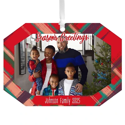 Red Plaid Metal Personalized Ornament, Custom Photo and Text for only USD 17.99 | Hallmark