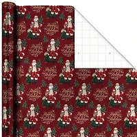 Happy Holidays Santa Metallic Burgundy Wrapping Paper Roll, 22.5 sq. ft. for only USD 4.99 | Hallmark