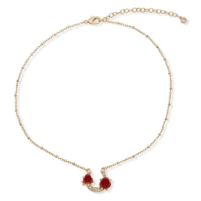 Kentucky Roses Gold Metal Necklace With Crystal Horseshoe and Roses Pendant for only USD 20.00 | Hallmark
