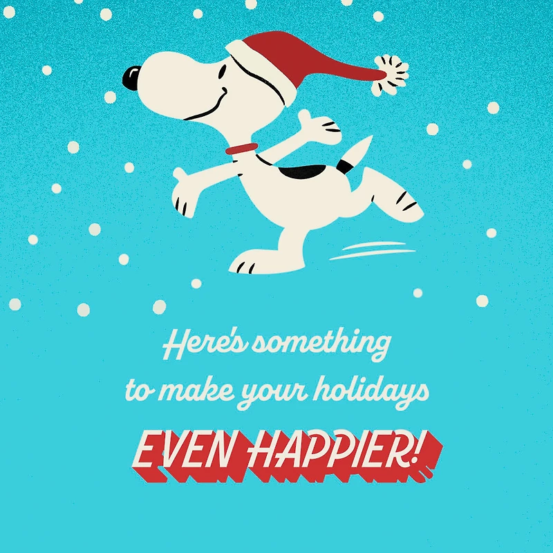 Peanuts® Dancing Snoopy on Blue Money Holder Christmas Card for only USD 2.99 | Hallmark