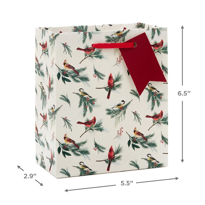 6.5" Winter Birds on Cream Small Christmas Gift Bag for only USD 2.49 | Hallmark