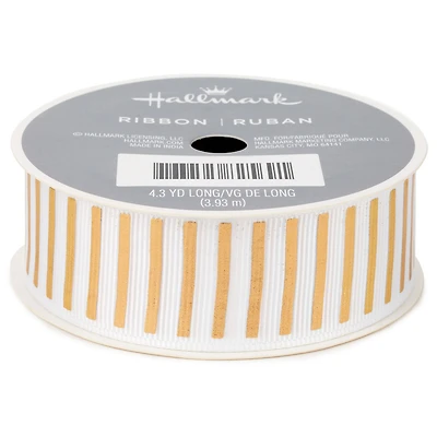 1" Gold and White Stripe Grosgrain Ribbon, 12.9' for only USD 5.49 | Hallmark