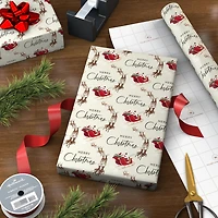Reindeer and Sleigh on Ivory Jumbo Christmas Wrapping Paper Roll, 90 sq. ft. for only USD 9.99 | Hallmark
