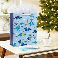 15.5" Dinos on Blue Extra-Large Hanukkah Gift Bag for only USD 4.99 | Hallmark