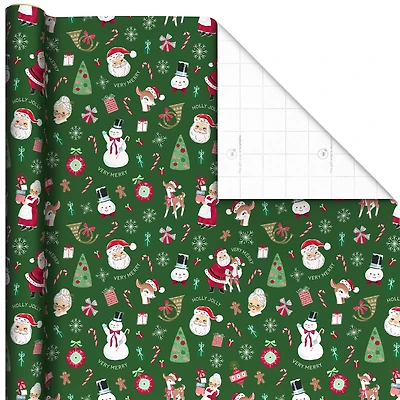 Retro Christmas Friends on Green Wrapping Paper Roll, 35 sq. ft. for only USD 4.99 | Hallmark