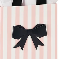 5.5" Black Bow on Pink Stripes Small Gift Bag With Tissue Paper for only USD 8.99 | Hallmark