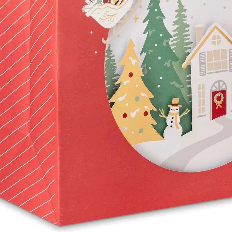 10.4" Santa's Sleigh Over House Shadow Box Large Square Christmas Gift Bag for only USD 9.99 | Hallmark