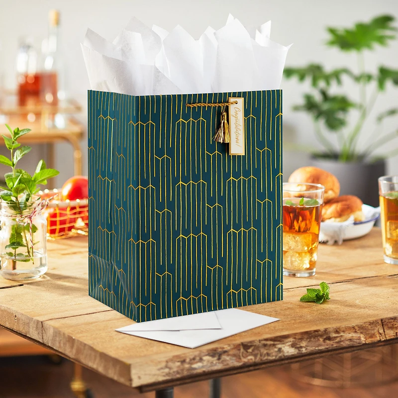 13" Gold Geometric on Teal Large Gift Bag for only USD 5.49 | Hallmark