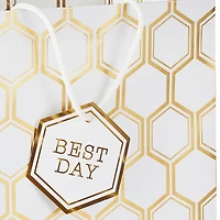 13" Gold Foil Hexagons on White Large Gift Bag for only USD 4.99 | Hallmark