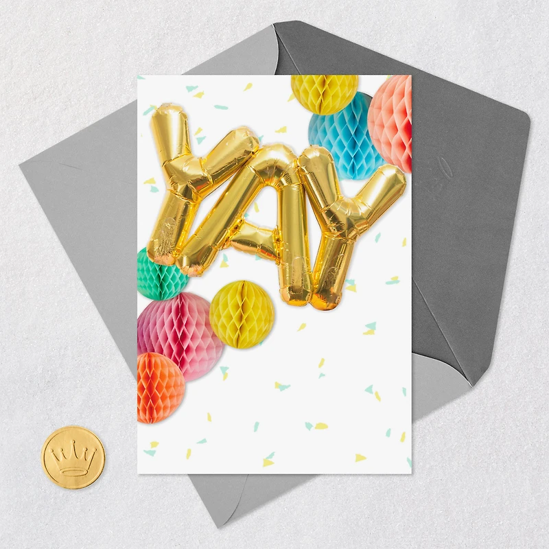 Yay Gold Balloons Blank Congratulations Card for only USD 2.99 | Hallmark