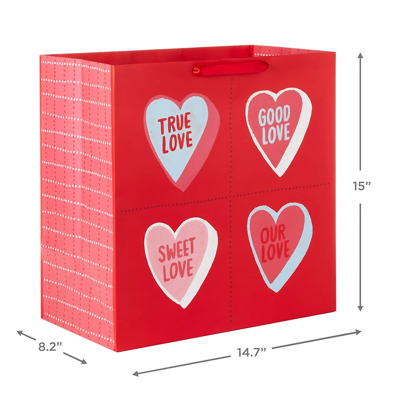 15" Candy Hearts on Red Extra-Deep Valentine's Day Gift Bag for only USD 5.49 | Hallmark