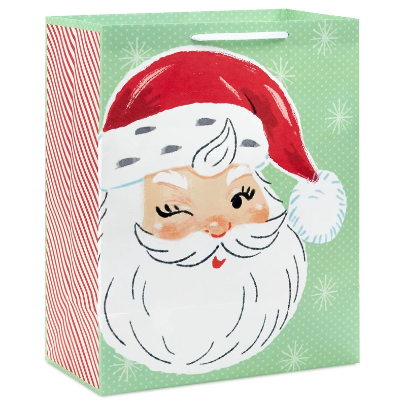 13" Retro Santa on Green Large Christmas Gift Bag for only USD 4.99 | Hallmark