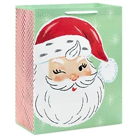 13" Retro Santa on Green Large Christmas Gift Bag for only USD 4.99 | Hallmark
