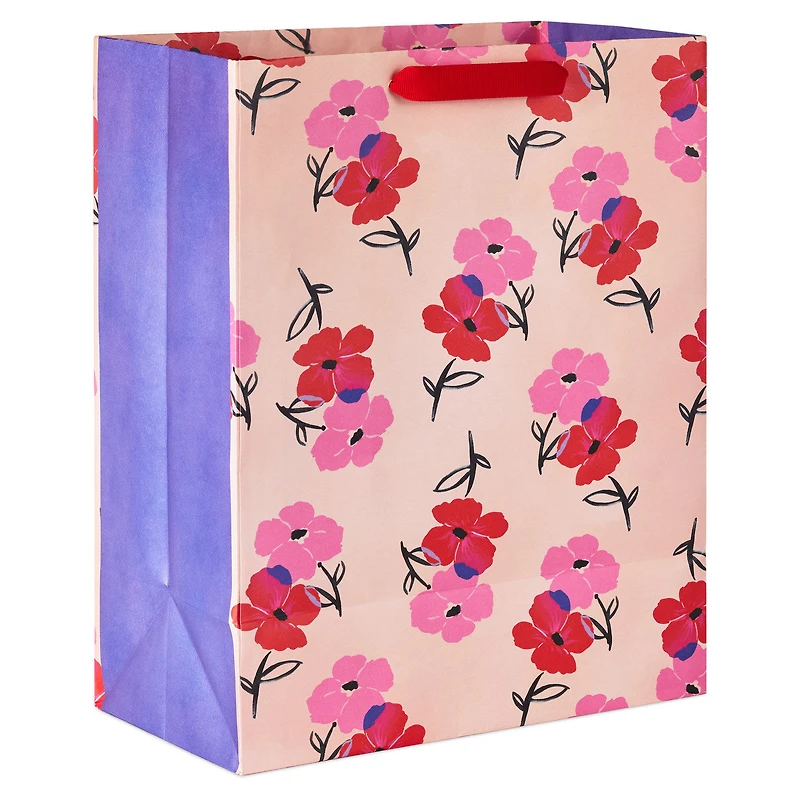 13" Pink and Red Flowers on Peach Large Valentine's Day Gift Bag for only USD 4.99 | Hallmark