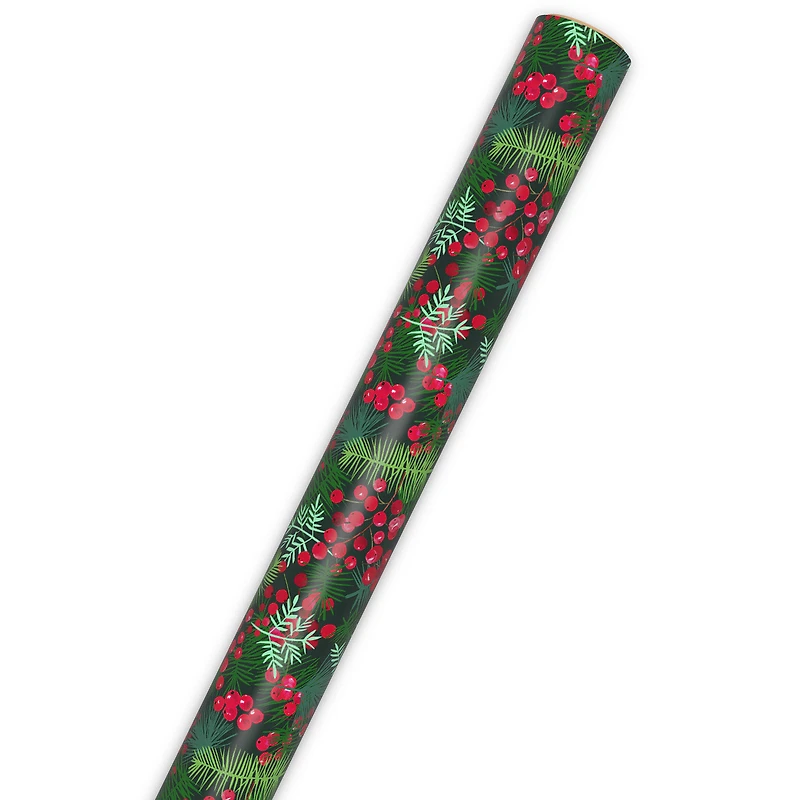 Pine Branches and Red Berries Jumbo Christmas Wrapping Paper Roll, 90 sq. ft. for only USD 9.99 | Hallmark