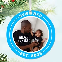 New Dad Round Metal Personalized Ornament, Custom Photo and Text for only USD 17.99 | Hallmark