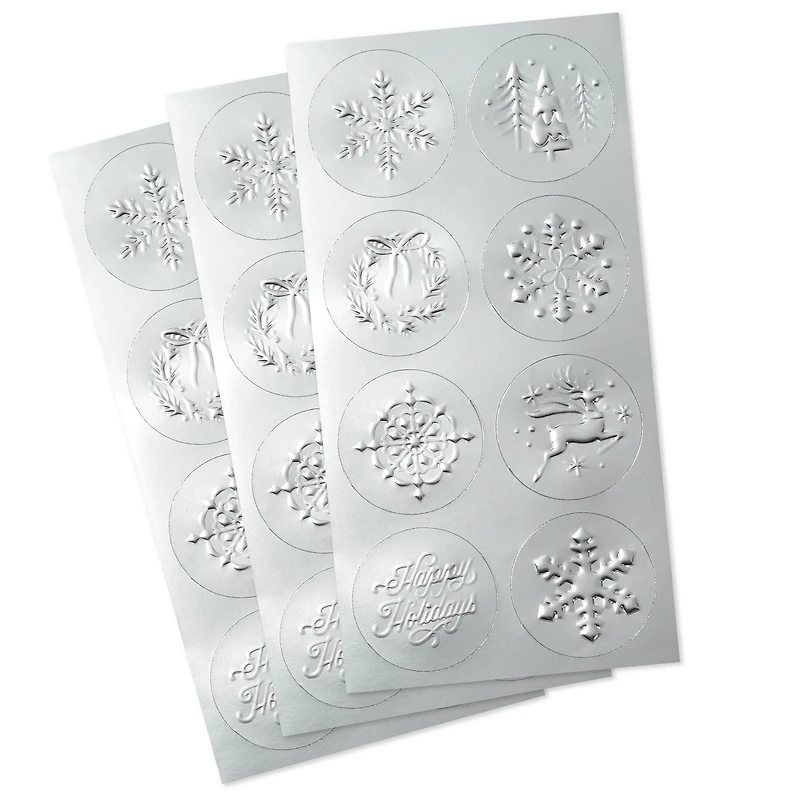 Silver Foil Embossed Holiday Seals, 3 sheets for only USD 3.49 | Hallmark