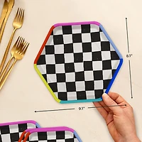Black and White Checkered Hexagonal Dessert Plates, Pack of 8 for only USD 4.99 | Hallmark
