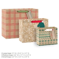 Holiday Kraft 8-Pack Assorted Horizontal Gift Bag Bundle With 8 Tags for only USD 15.99 | Hallmark