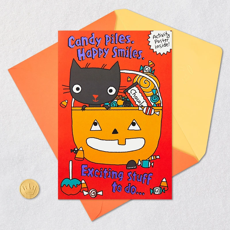 Candy Piles and Happy Smiles Halloween Card With Activity Poster for only USD 4.29 | Hallmark