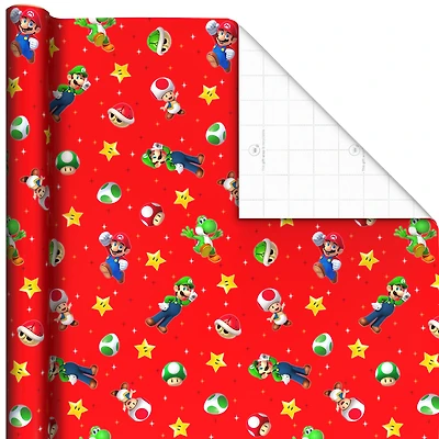Nintendo Super Mario™ Mario, Luigi and Friends on Red Wrapping Paper, 25 sq. ft. for only USD 4.99 | Hallmark