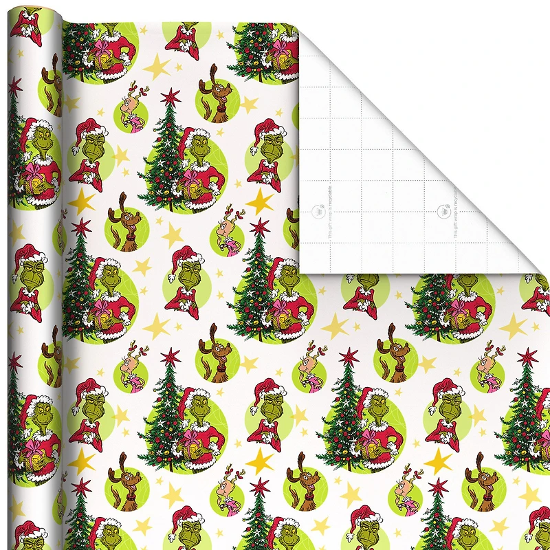Dr. Seuss's How the Grinch Stole Christmas!™ Grinch Vignettes on White Wrapping Paper Roll, 25 sq. ft. for only USD 4.99 | Hallmark