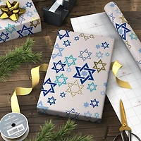 Stars of David on White Hanukkah Wrapping Paper Roll, 35 sq. ft. for only USD 4.99 | Hallmark