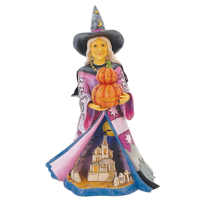 Jim Shore Witch and Pumpkins Light-Up Figurine, 8.27" H for only USD 59.99 | Hallmark