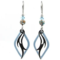 Black and Blue Diamond Layered Metal Drop Earrings for only USD 19.00 | Hallmark