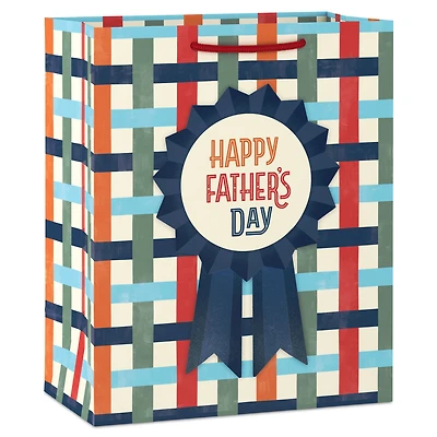 9.6" Blue Ribbon on Basketweave Medium Father's Day Gift Bag for only USD 3.99 | Hallmark