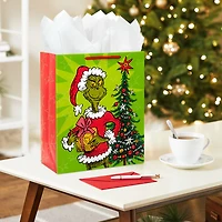 13" Dr. Seuss's How the Grinch Stole Christmas!™ Grinch With Present Large Christmas Gift Bag for only USD 4.49 | Hallmark