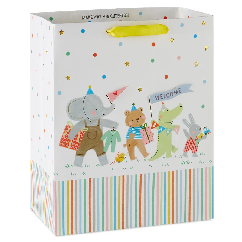 13" Cute Animal Parade Large New Baby Gift Bag for only USD 5.49 | Hallmark