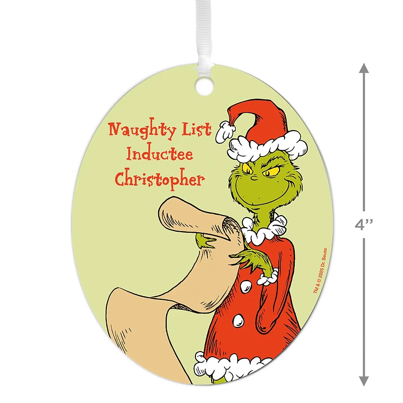 Dr. Seuss's How the Grinch Stole Christmas!™ Naughty List Metal Personalized Ornament, Custom Text for only USD 17.99 | Hallmark