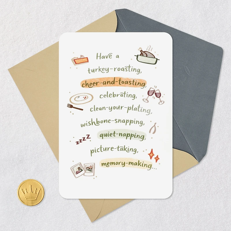 Turkey-Roasting, Cheer and Toasting Thanksgiving Card for only USD 4.99 | Hallmark