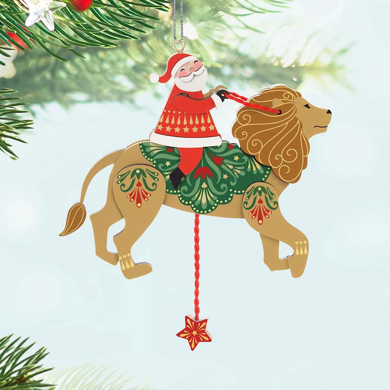 Pull-String Lion With Santa Wood Ornament for only USD 31.99 | Hallmark