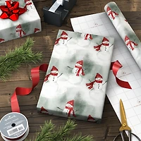 Watercolor Snowman in Red Plaid Holiday Wrapping Paper Roll, 22.5 sq. ft. for only USD 4.99 | Hallmark