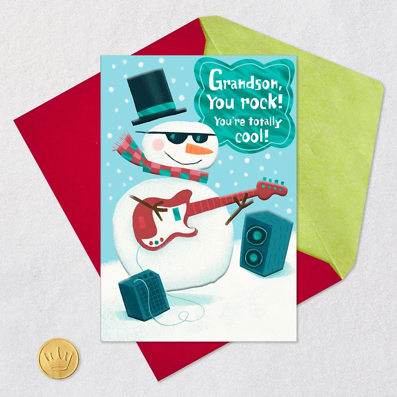 You're Totally Cool Rockin' Snowman Christmas Card for Grandson for only USD 3.59 | Hallmark