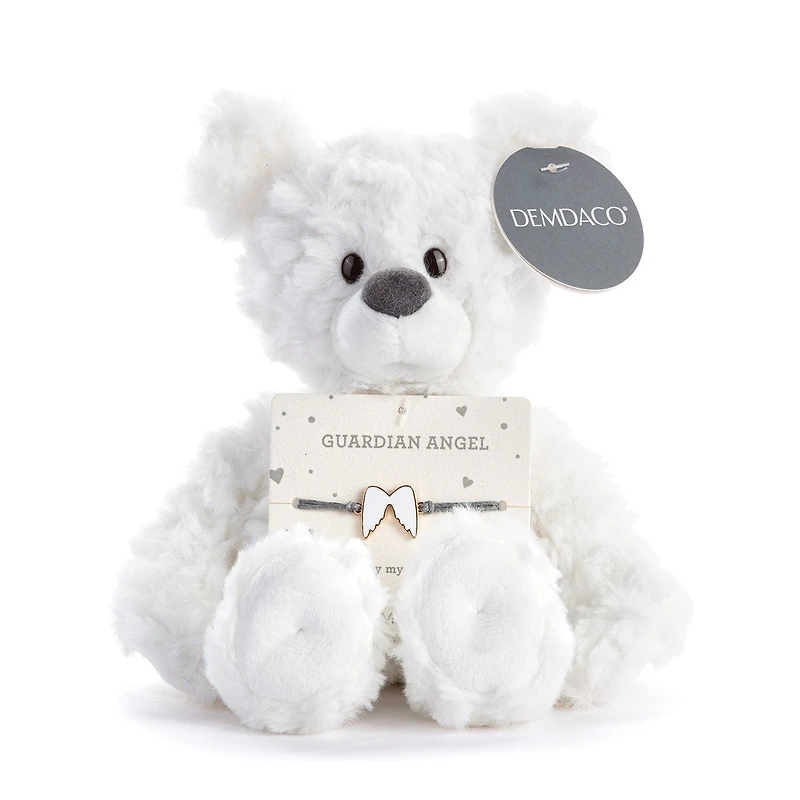 Demdaco Guardian Angel White Plush Bear With Angel Wings Bracelet for only USD 17.00 | Hallmark