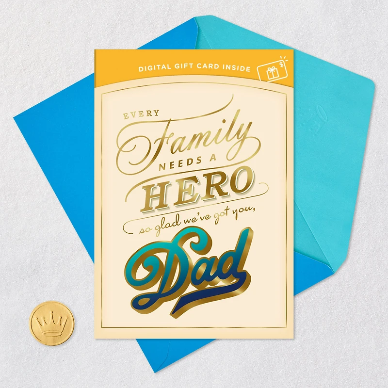 You're Our Family Hero Gift Card Greeting Father's Day Card for Dad for only USD 4.99 | Hallmark