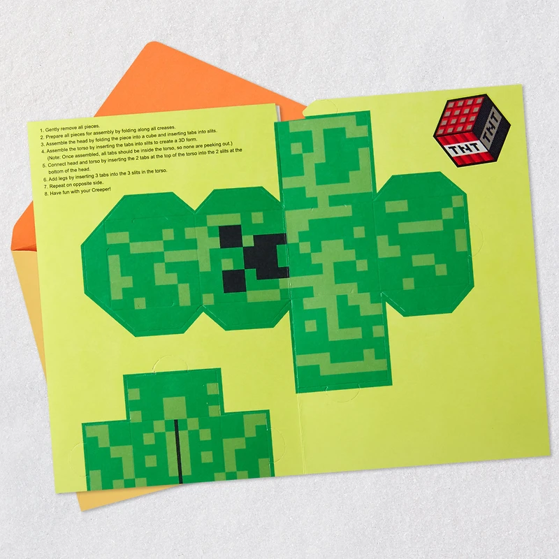 Minecraft Have a Blast Birthday Card for Kids With Build-Your-Own Creeper for only USD 5.59 | Hallmark