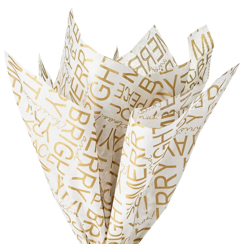 Gold Messages on White Christmas Tissue Paper, 6 sheets for only USD 1.99 | Hallmark